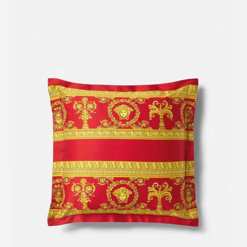 Versace Red , Black and Gold Accent Pillow with Luxurious Design
